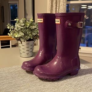 Hunter Girls Purple Sparkle rain boots
